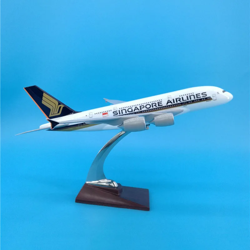 

45cm Airplane Model Toy Airbus A380 Singapore Plane Aircraft 1/133 Scale Plastic Alloy with Base F Display Decoration Collection