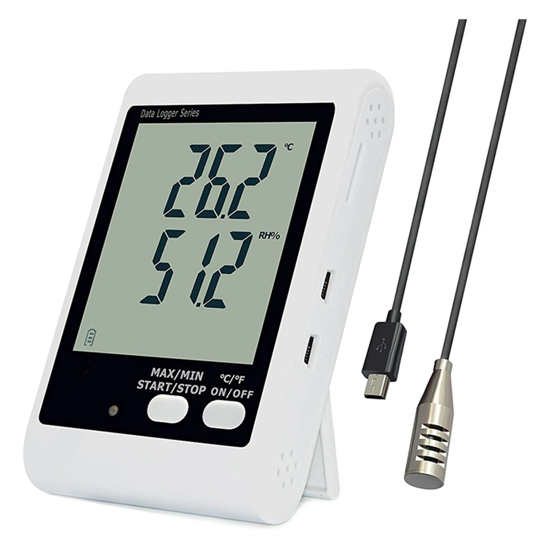 

YOWEXA Temperature and humidity loggers with Backlit LCD Display and Sound-light Alarm, 3m External Probe Included