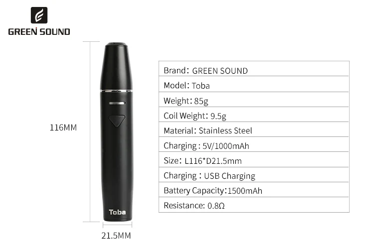 Original GreenSound TOBA ICOS Electronic cigarette vaporizer vape kit 1500mah vaper cigarettes icos pen for iCos vapor vapes