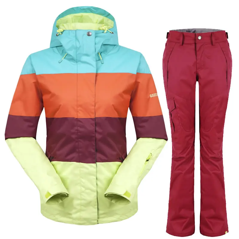 

Women Ski Suit Ski Jacket Ski Pants Snowboard Jacket & Pants Windbreaker Waterproof GSOU SNOW Warm Ski Clothes Free Shipping