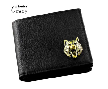 

High Quality Mens Genuine Leather Card Holder Coin Wallet w/ Wolf Concho