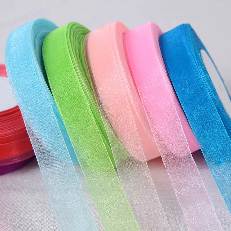 Wholeasale3/8"(9mm) solid color organza ribbon packing ribbon wedding