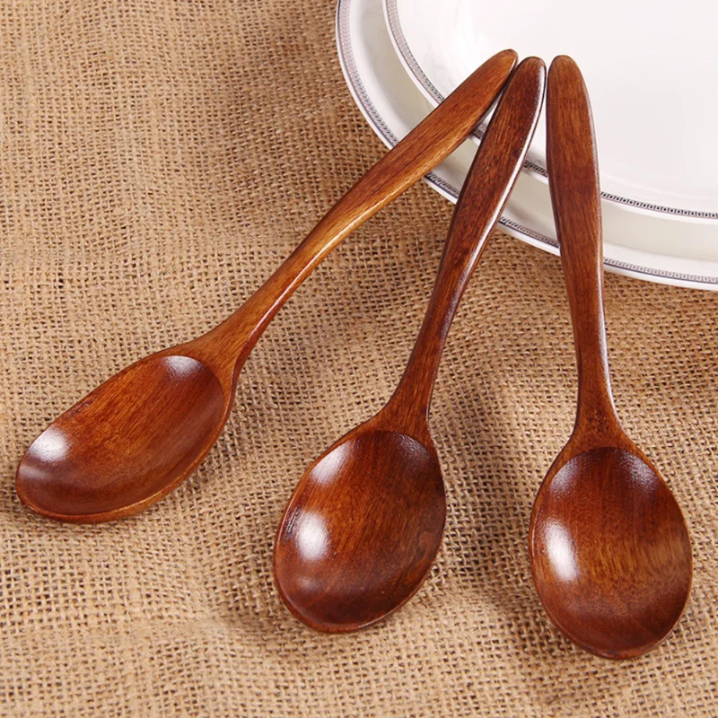 

1pcs 18cm Eco-Friendly High Quality Kitchen Accessories Natural Wood Spoon (1piece) Tableware Dining Soup Tea Honey Coffee Spoon