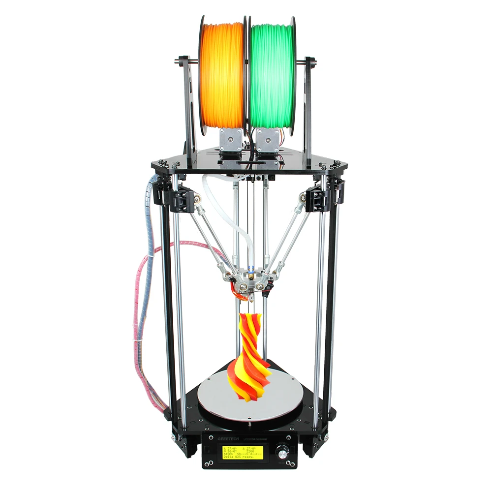

Delta 3D Printer Auto Kits Upgraded Dual Heads All Metal Geeetech Rostock mini G2S Pro High Resolution Impressora LCD For Free