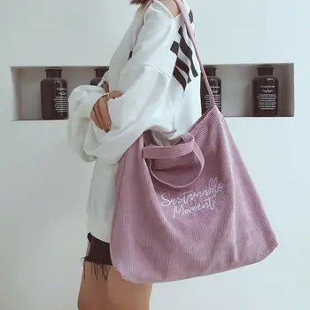 

Lady Women Corduroy Shoulder Bag Tote Purse Shopping Bag Messenger Crossbody Satchel 2019 New