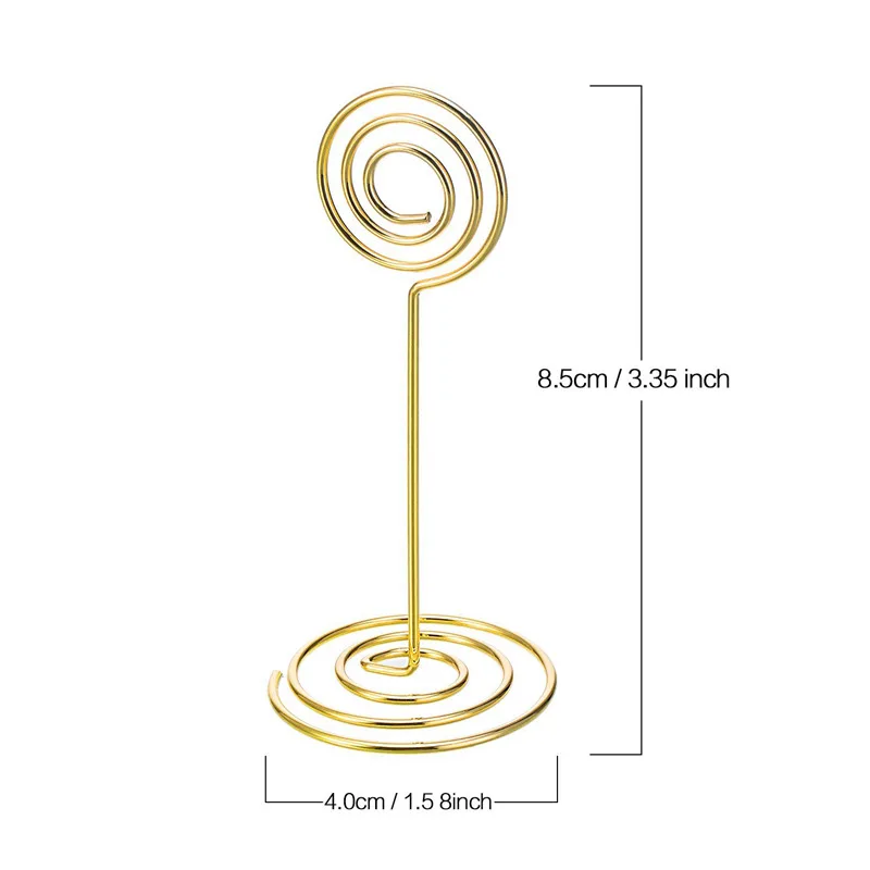 

12 Pack Table Number Card Holders Photo Holder Stands Place Paper Menu Clips, Circle Shape (Gold)