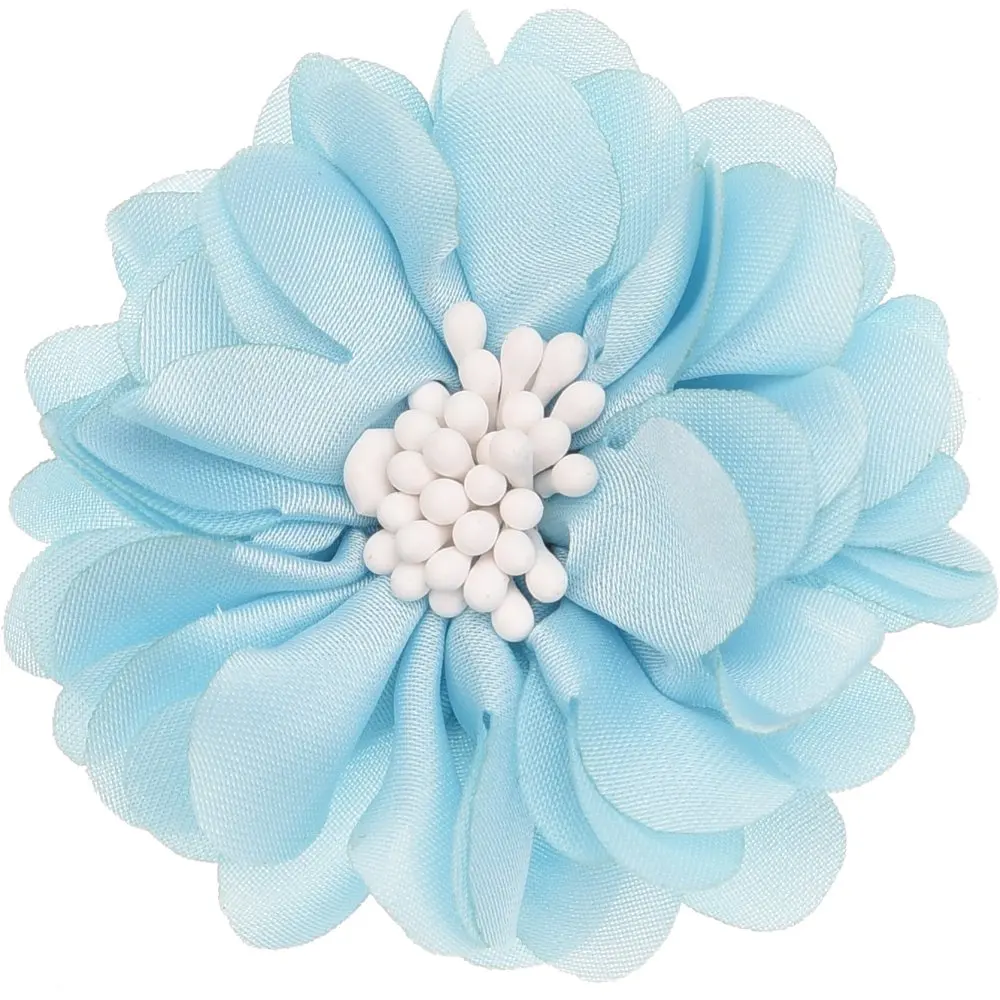 10PCS Chiffon Flowers blossom Hair Accessoreis Wedding decoration flower No Hair Bow Barrette Boutique Head wrap DIY Accessory - Цвет: Blue