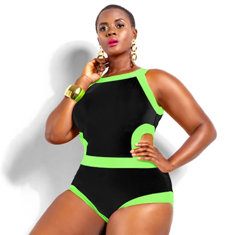2016 Sexy One Piece Plus Size Swimsuit Big Bust High Waist Swimwear