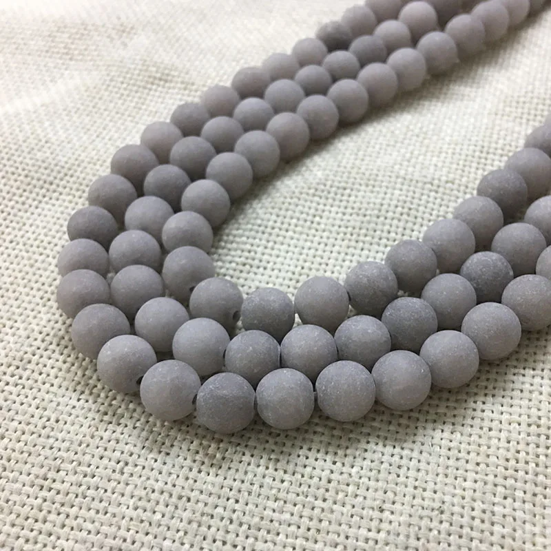 

4mm 8mm grey strand matte natural stone men bracelet jewelry findings dull polish spacers loose beads necklace earring charms