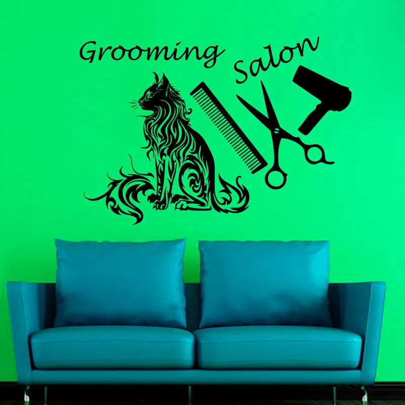 

ZOOYOO Grooming Salon Wall Decals Pets Dog Removable For Kids Bedroom PVC Wall Sticker Home Decal Decor Waterproof