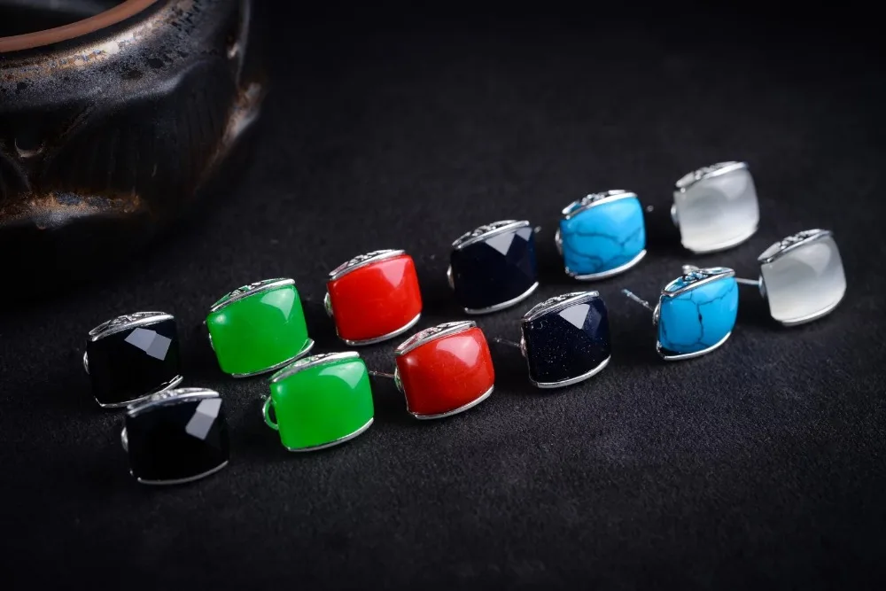 

6 choices Women Genuine Silver /sand stone//coral//opal Art Style Marcasite Earrings STONE