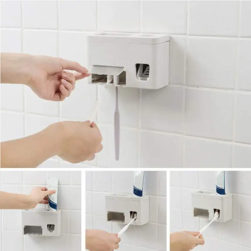 

Multi-Function Automatic Toothpaste Squeezers Toothbrush Holder Wall Mounted Toothpaste Dispenser Resistant To Pressure