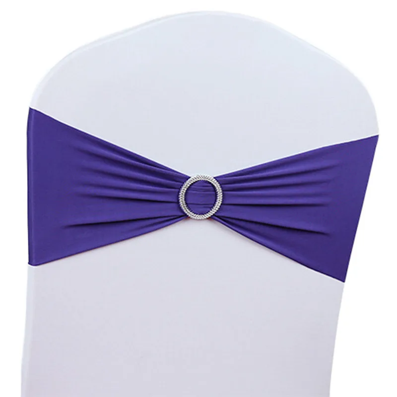 

50pcs/Lot Spandex Stretch Wedding Chair Cover Band With Buckle Slider Sashes For Wedding Decor Bow Knot Banquet Decorations