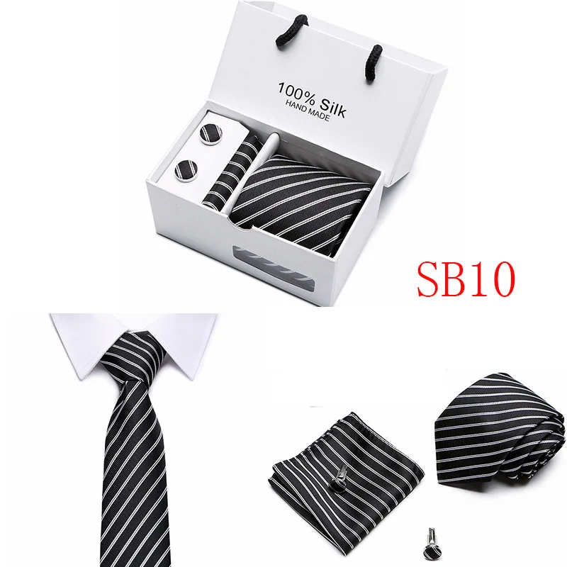 Стиль мужской галстук подарочный набор жаккардовый галстук с ярким узором носовой платок запонки мужские галстуки 7 см тонкий узкий галстук