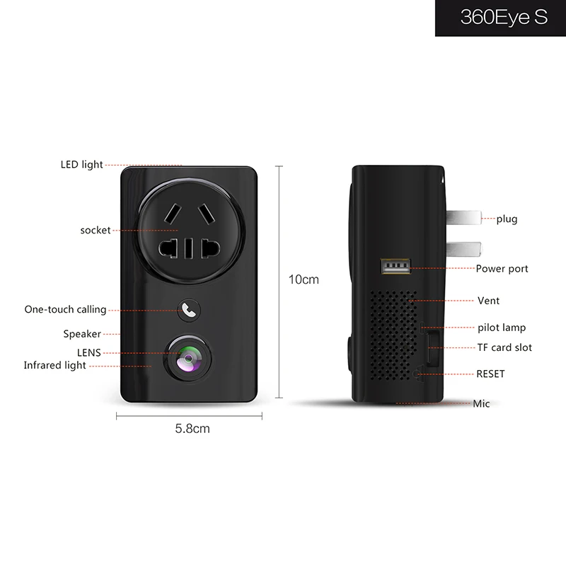 Новая Wifi умная розетка USB настенное зарядное устройство адаптер камера EC59 180 градусов панорамный рыбий глаз 1080P домашняя камера видеонаблюдения