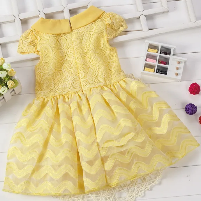 infant baby dresses party children clothing little girls dresses yellow cute wedding pettidress baby meisjes kleding kiz bebek (3)