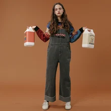 Новинка весны, женский джинсовый комбинезон, женские джинсовые штаны, полный комбинезон, повседневный Свободный комбинезон в консервативном стиле