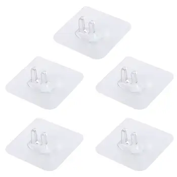 

5x Toothbrush Holder Transparent Hook Plug Hygienic Stand Shaving Rack Razor Sticky Adhesive Storage Bathroom