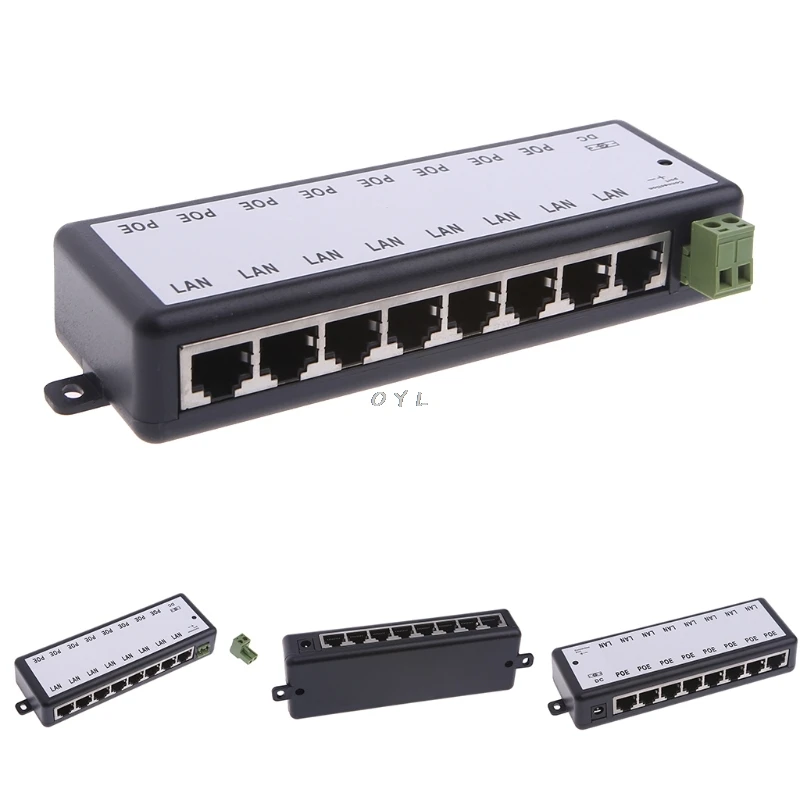8 портов POE инжектор для видеонаблюдения IP камеры питания через Ethernet адаптер