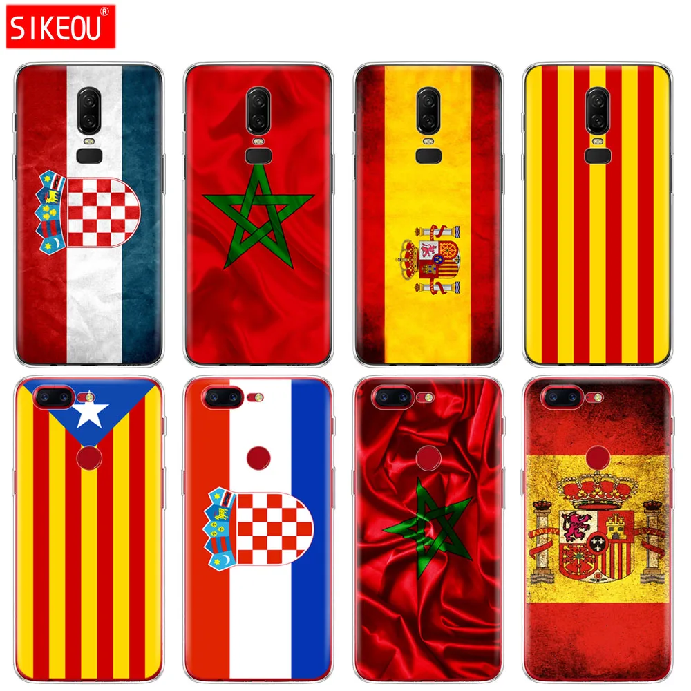 

silicone cover phone case for Oneplus one plus 6 5T 5 3 A3000 A5000 the Spain Morocco Croatia bright flag