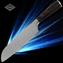 Neue Japanische cooks messer 7 zoll hohe härte 7Cr17 klinge aus rostfreiem stahl welle muster damaskus stil küchenmesser hohe verkauf