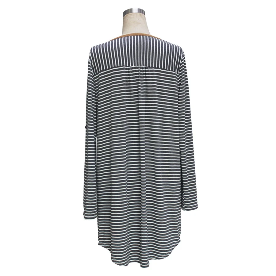 Gladiolus Striped Women Summer Dress Long Sleeve Button V-Neck Belt Tunic Irregular Fashion Midi Dress Robe Femme Ete 2018  (14)