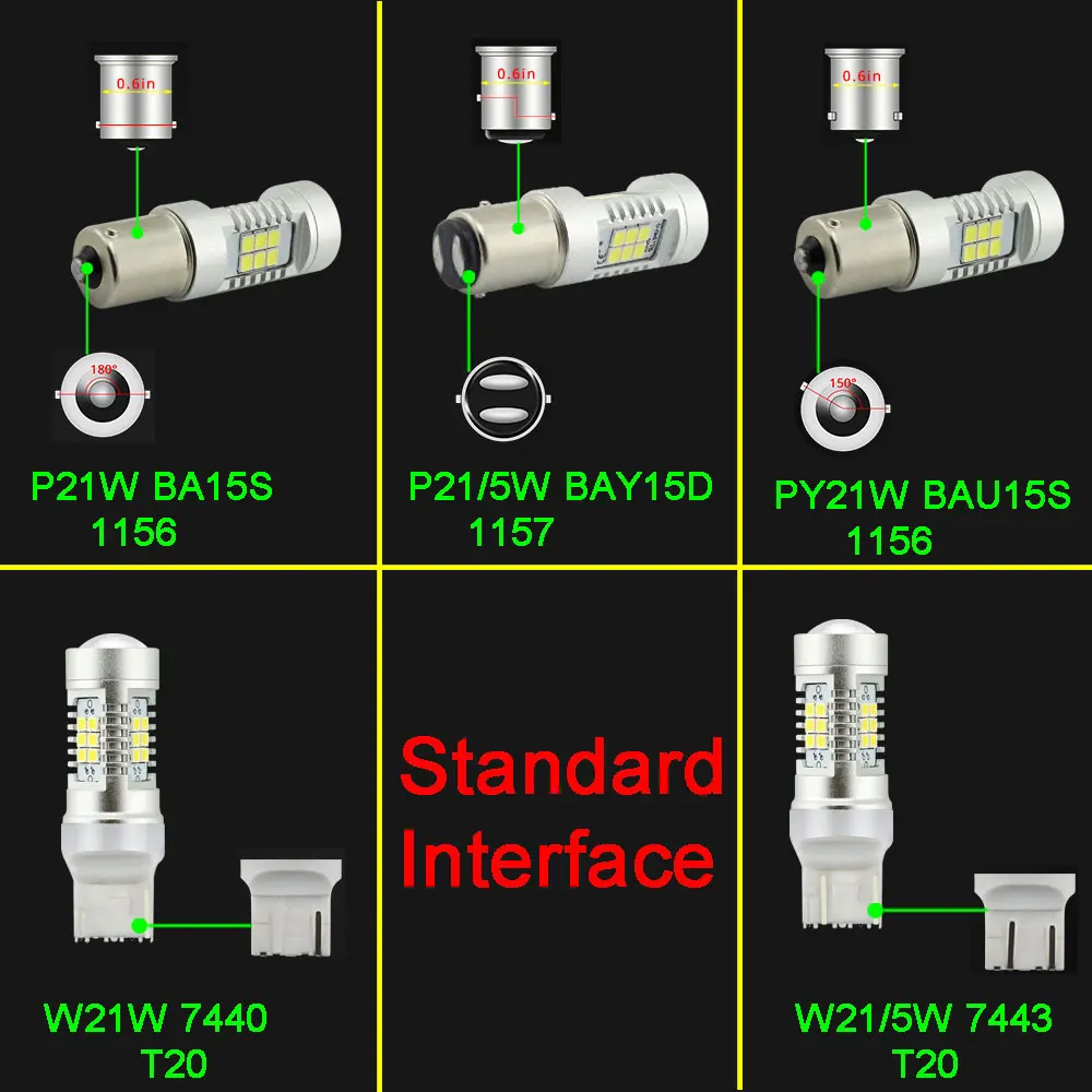 1 шт. T20 7440 W21W W21/5 Вт 7443 1156 Ba15s P21W Bau15s PY21W 1157 Bay15d BAZ15D P21/5 Вт светодиодный автомобильный светильник лампы, цвета-красный, желтый, белый