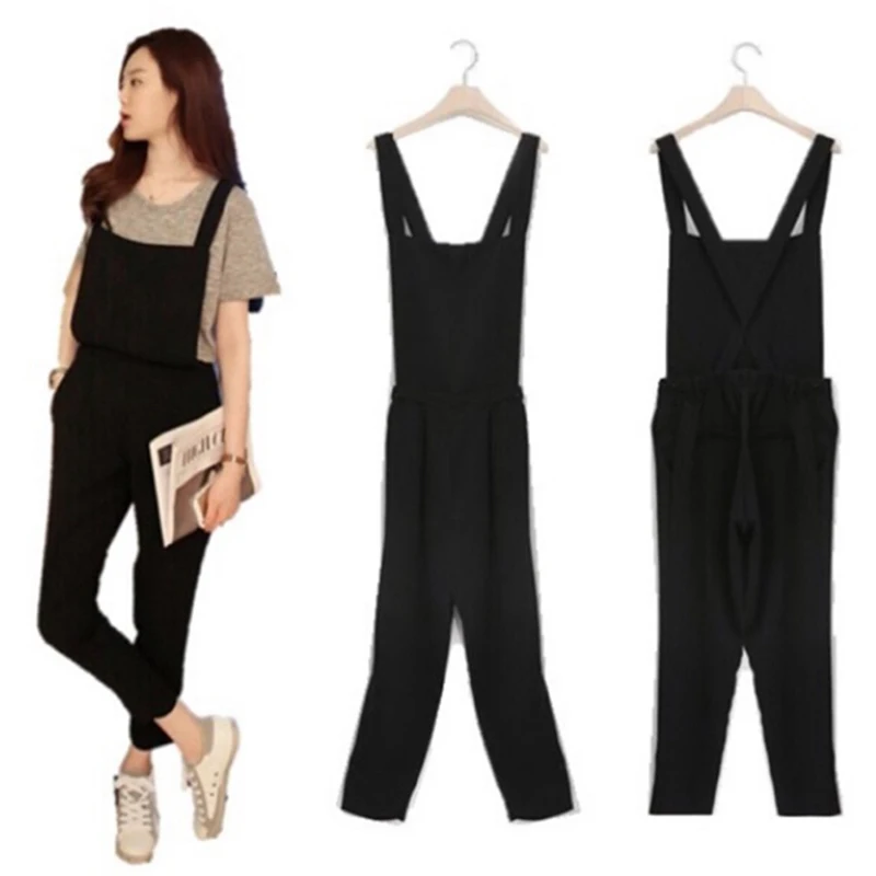 

Vintage Summer Rompers Womens Jumpsuits Sleeveless Backless Casual Loose Solid Overalls Strapless Paysuits