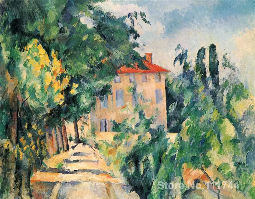 

impressionist wall art paintings House with Red Roof Paul Cezanne artwork Hand painted High quality