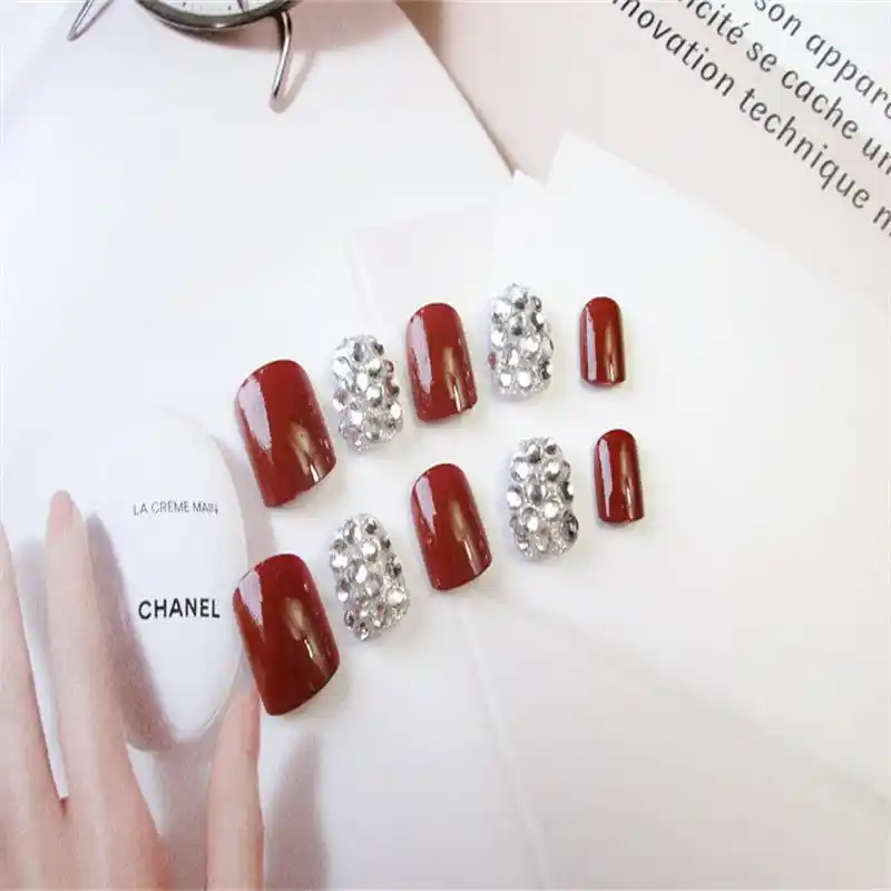 Detail Feedback Questions About 24pcs Wine Red Full Nail Tips