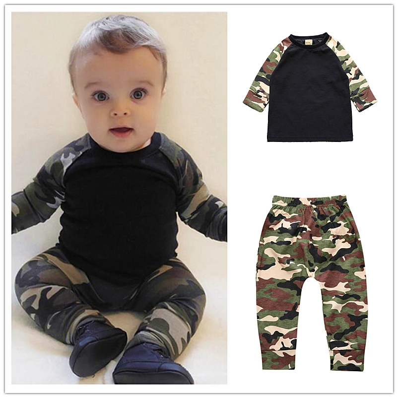 2pcs Camo T shirt Baby Boy Camouflage Outfits Little Boy Fashion Tshirt