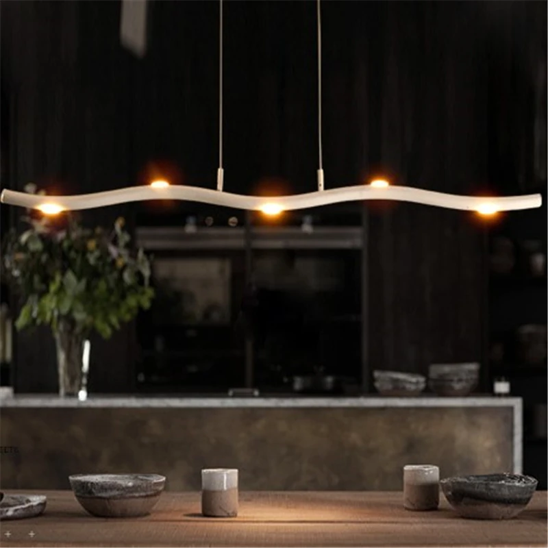 Ресторанная подвеска в виде длинной полоски огни простой пост-современный алюминиевый материал Лофт промышленный бар подвесные лампы для столовой