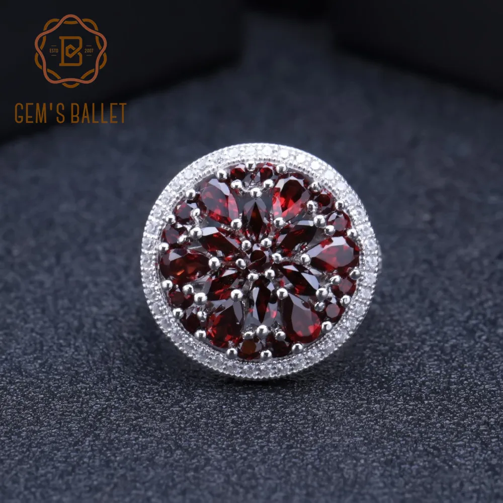 Женское кольцо с натуральным красным гранатом GEM'S BALLET 3.88Ct винтажное