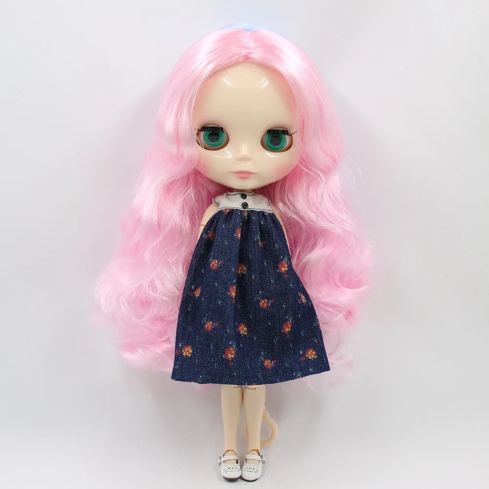 Ледяная кукла DBS Blyth 1/6 bjd сустав тело белая кожа розовые и синие волосы блестящее