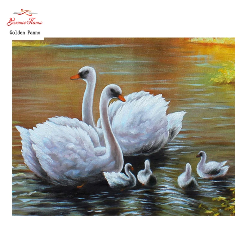 

Golden Panno,DIY Needlework Counted Cross Stitch Set Embroidery Kit 14CT 11CT animal Swan Pattern Cross-stitch 08