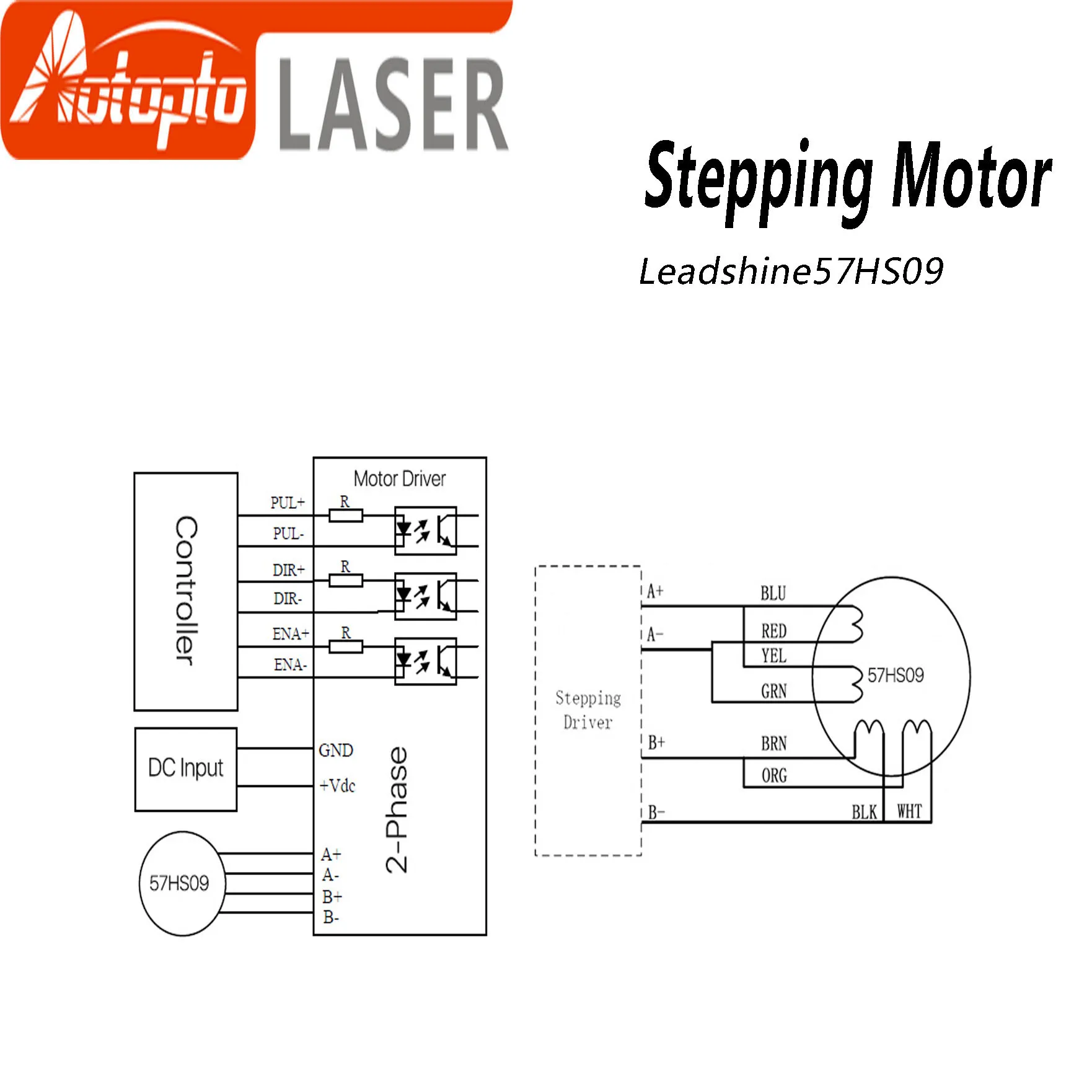 Stepper Motor 57HS09 for NEMA23 4.2A Length 54mm Shaft 6.35mm 2 phase leadshine