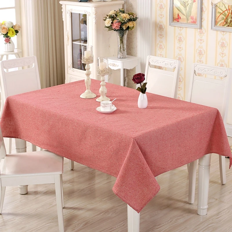 Japanese Linen Tablecloths Classic Style Plain Solid Red Color Home