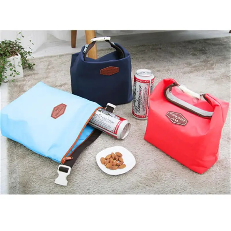 Портативная нейлоновая сумка-холодильник на молнии для пикника и обеда(случайный цвет кнопки