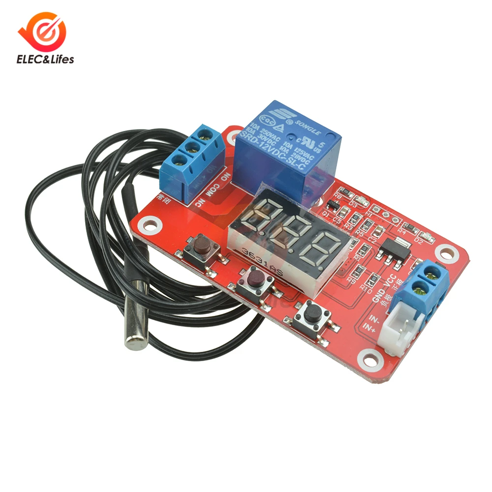 

DC 12V Digital Relay Switch Control Thermostat temperature controller led display Relay module NTC sensor low power consumption