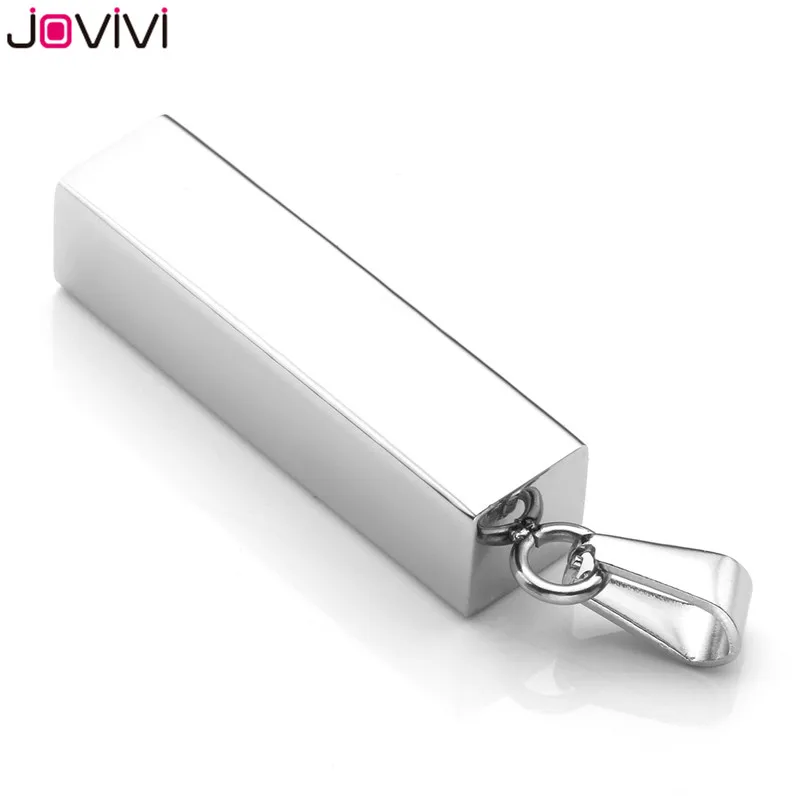 JOVIVI 1x кубический стержень из нержавеющей стали ожерелье с урной кулон памятная