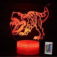 3D тираннозавр Rex 7 цветов динозавр светодиодный визуальный светильник дистанционное управление светится в темноте игрушки для Декор для детской спальни