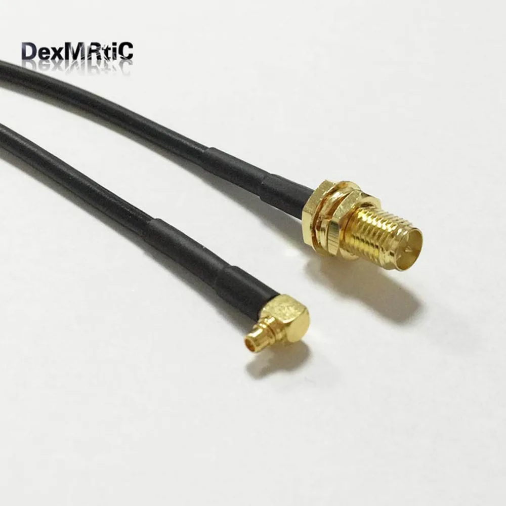 

2PCS RP-SMA Female Jack nut to MMCX Male Plug Right Angle Connector RG174 Coaxial Cable 20CM 8" Adapter Modem Extension cable