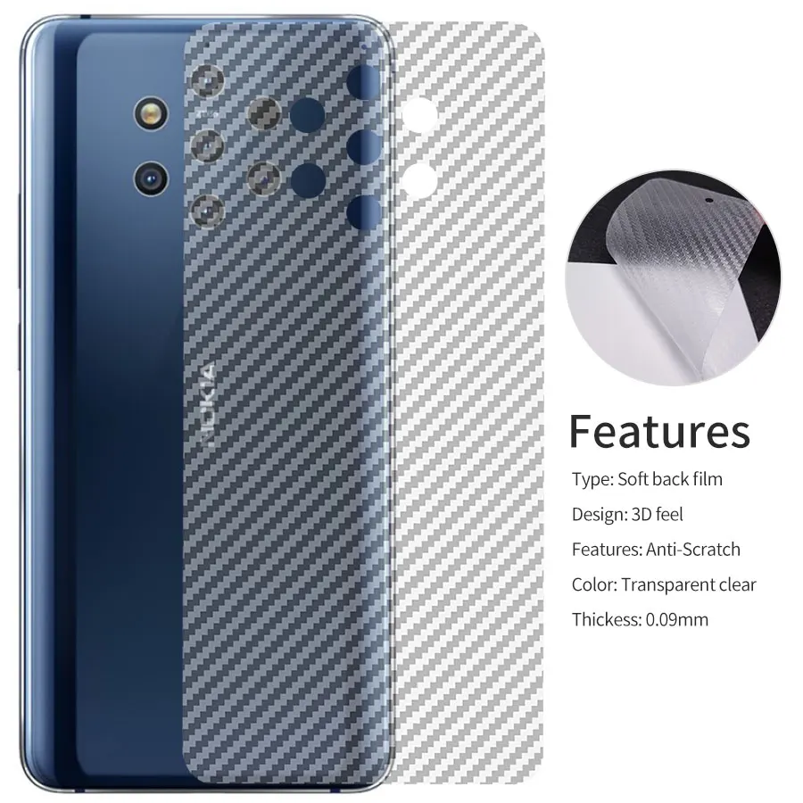 

Sticker for Nokia 9 PureView Back Cover Protective Film 3D Carbon Fiber Rear Screen Protector Sticker