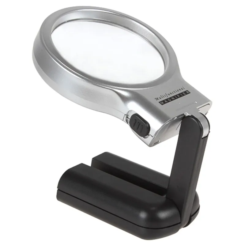 Mini Portable Multifunctional Adjustable Angle Magnifier with 2 LED