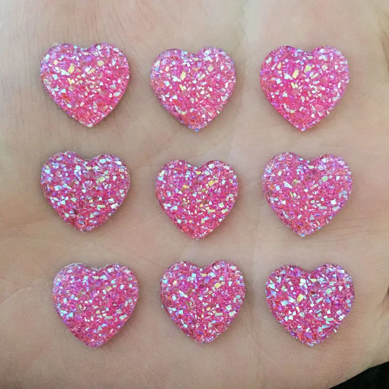 60 шт. резиновые пуговицы 14 мм AB в форме сердца|heart flatback|heart scrapbookingbuttons scrapbooking |