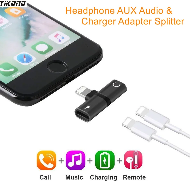 

Dual 2in1 Headphone AUX Audio & Charger Adapter Splitter for IPhone X XR 7 8 6