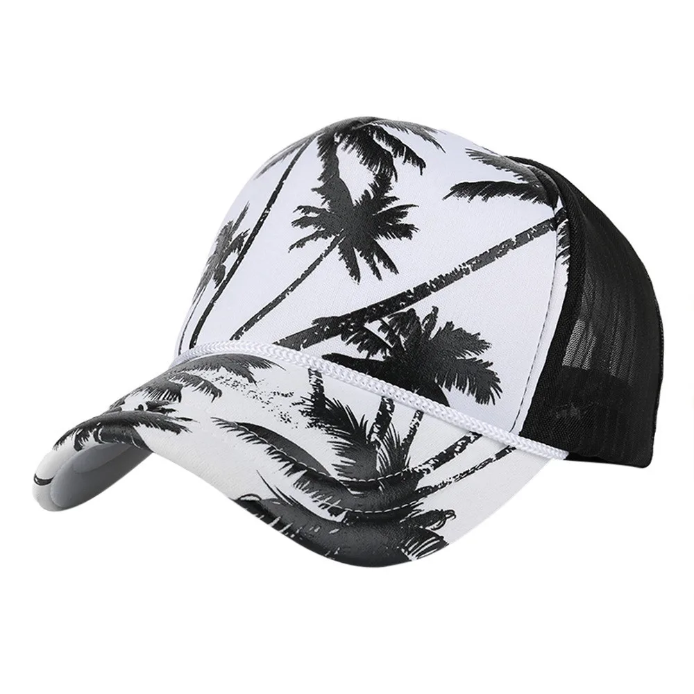 

Fashion Baseball Cap Women Men Coconut Tree Printing mesh ponytail Summer cap Hip Hop Flat Hat streetwear casquette femme sport