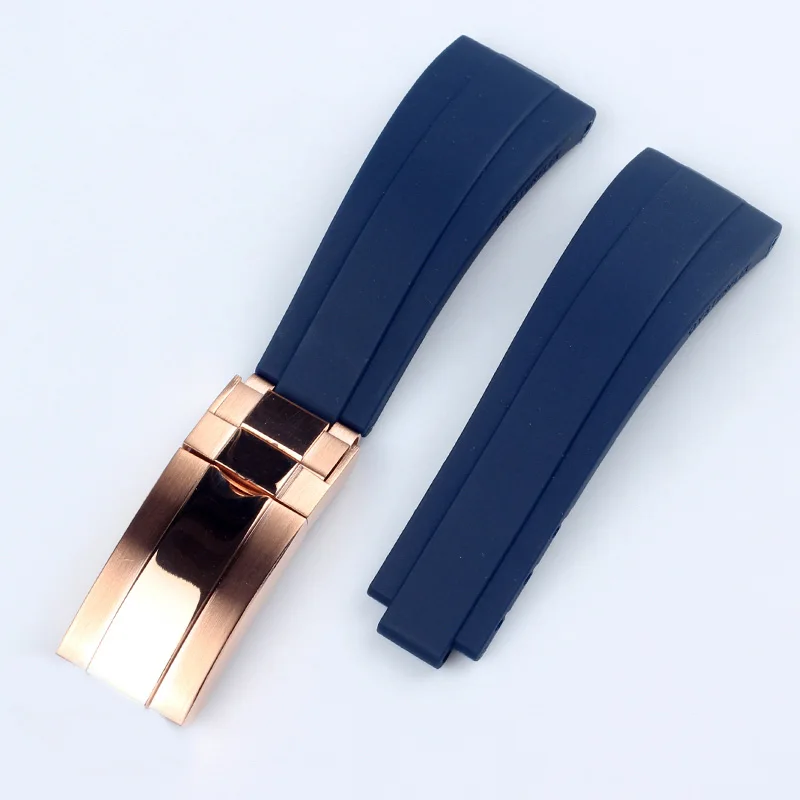 Высокая гибкость ремешки для часов GMT-Master II ремешок 20 мм 21 мм - Цвет ремешка: blue Rose gold