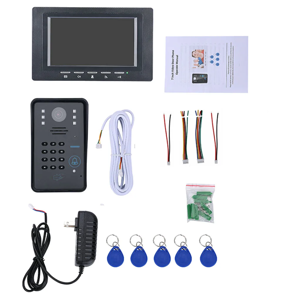 Проводной видеодомофон 7 дюймов цветной TFT lcd умный видеодомофон дверной звонок с ИК камерой ночного видения Поддержка ID карты разблокировка