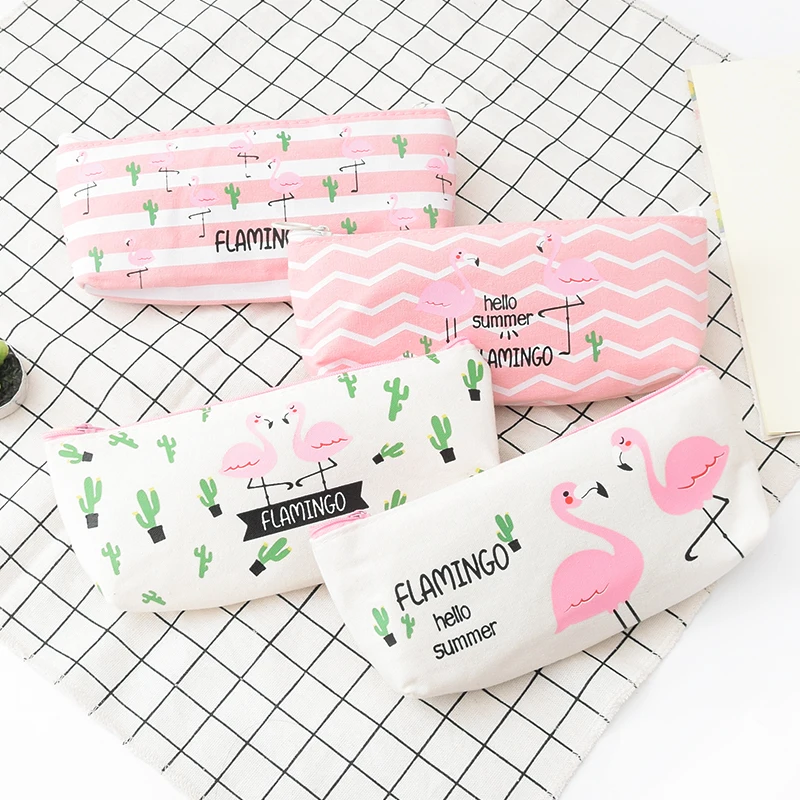 Фламинго кавайный пенал Pencilcase канцелярские школьные принадлежности качество ткани карандаши для хранения Bts пеналы школьные инструменты